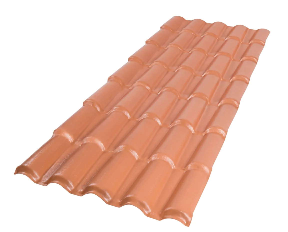 Telha colonial de PVC terracota Afort de 5 ondas